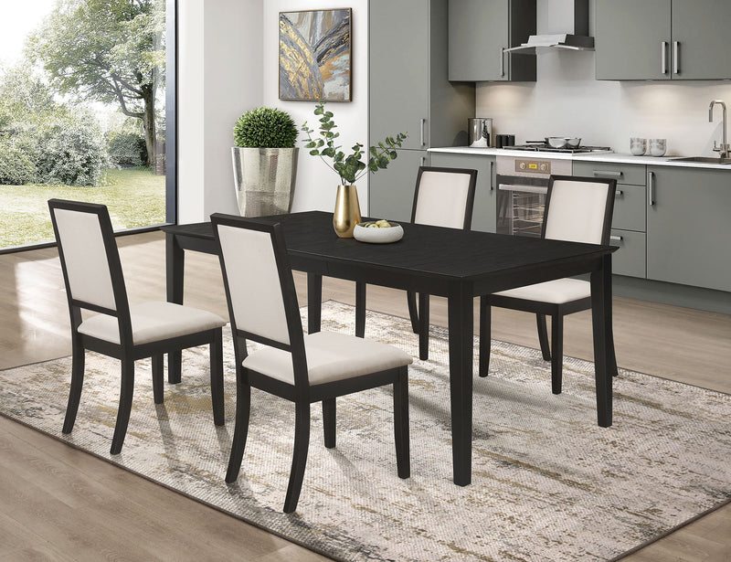 Louise Leaf Black Rectangular Dining Room Set