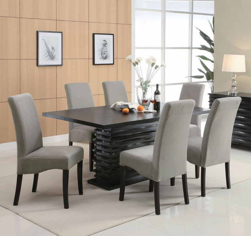 Stanton Black Rectangle Pedestal Dining Room Set