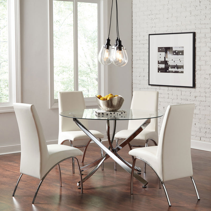 Beckham Chrome And Clear Circular Dining Room Set