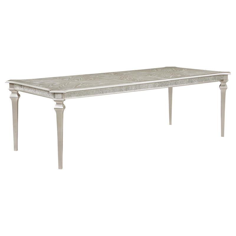 Evangeline Rectangular Dining Table With Extension Leaf Silver Oak