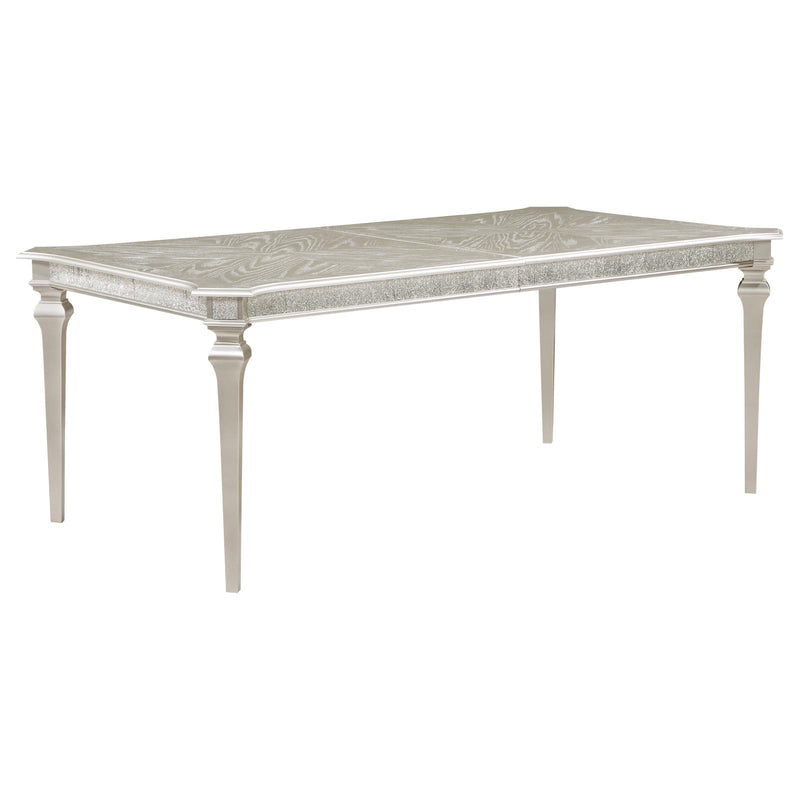 Evangeline Rectangular Dining Table With Extension Leaf Silver Oak