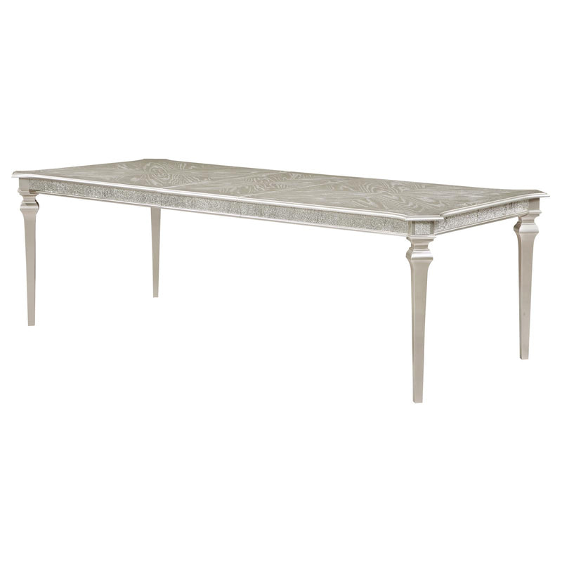 Evangeline Rectangular Dining Table With Extension Leaf Silver Oak