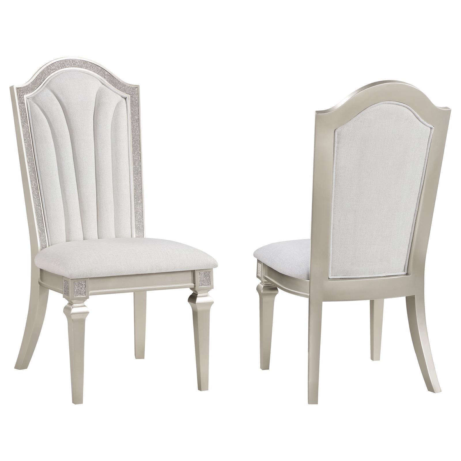 Evangeline Evangeline Upholstered Dining Side Chair With Faux Diamond Trim Ivory And Silver Oak (Set Of 2) 107552