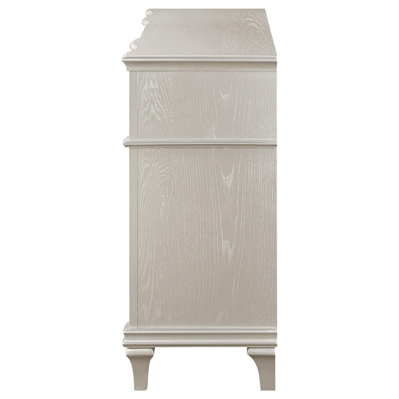 Evangeline 4 Drawer Sideboard Server With Faux Diamond Trim Silver Oak