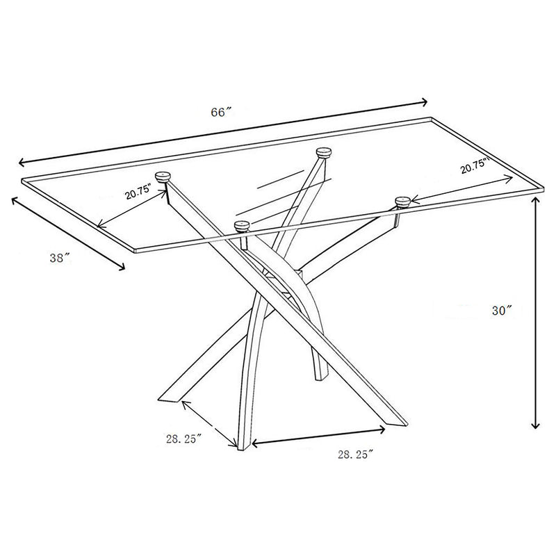 Carmelo Chrome And Clear Rectangular Dining Room Set