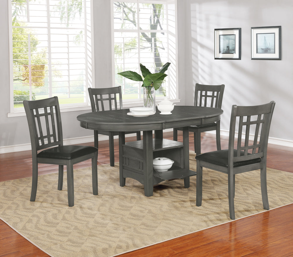 Lavon Medium Grey Storage Oval Dining Room Set