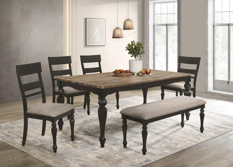 Bridget Upholstered Dining Bench Stone Brown And Charcoal Sandthrough 108223