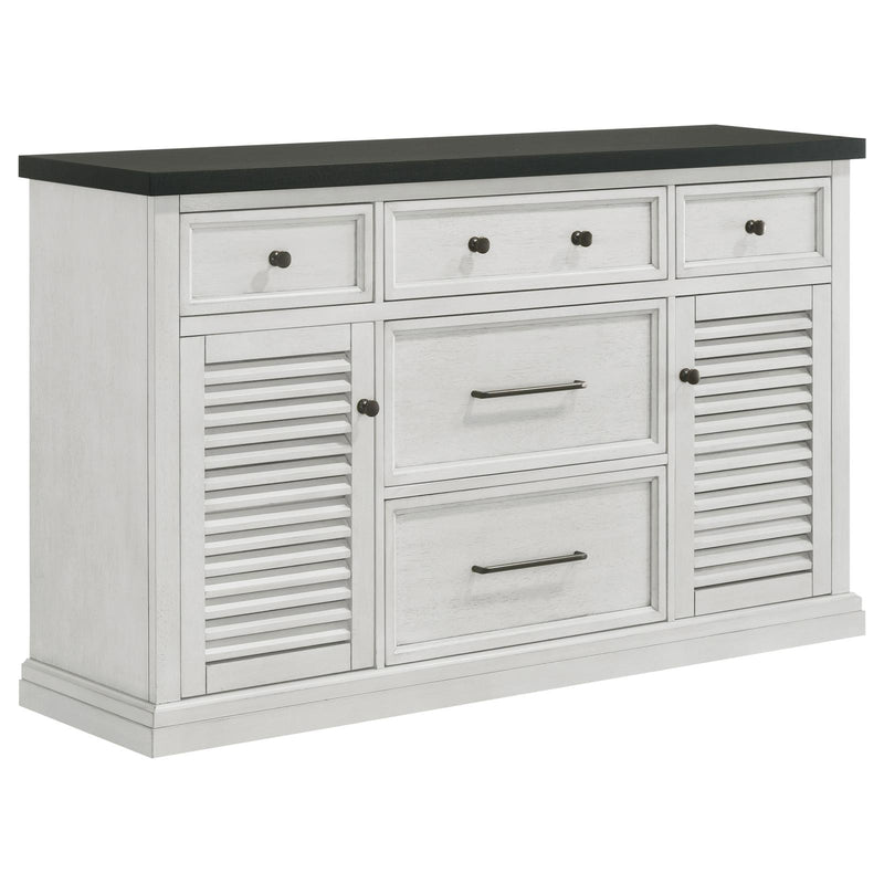 Aventine 5-Drawer Dining Sideboard Buffet Cabinet With Cabinet Charcoal And Vintage Chalk 108245