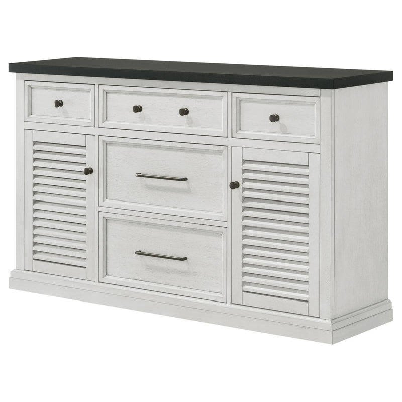 Aventine 5-Drawer Dining Sideboard Buffet Cabinet With Cabinet Charcoal And Vintage Chalk 108245