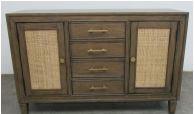 Matisse 4-Drawer Dining Sideboard Buffet Cabinet With Rattan Cabinet Doors Brown 108315