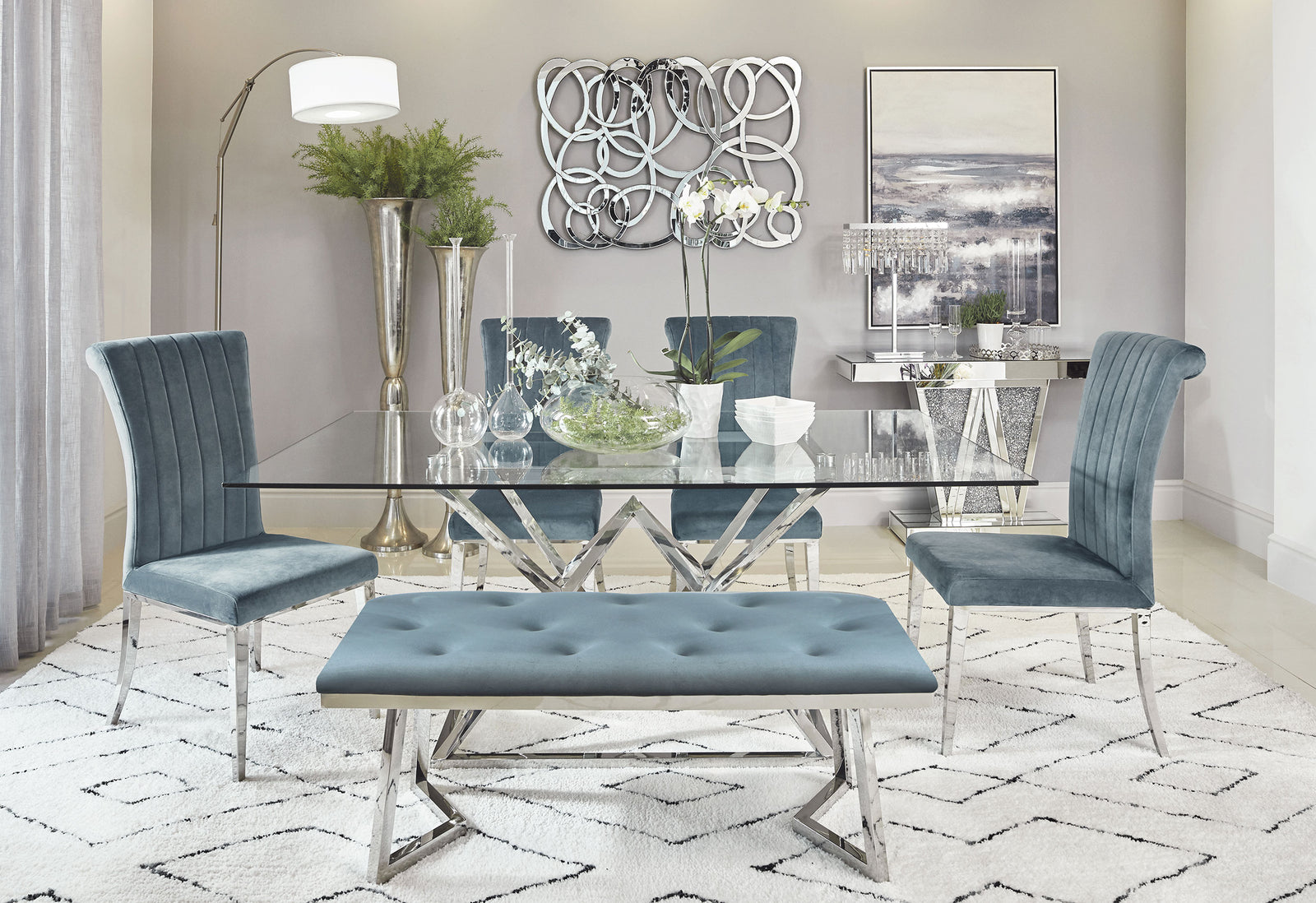 Beaufort Chrome Rectangular Dining Room Set