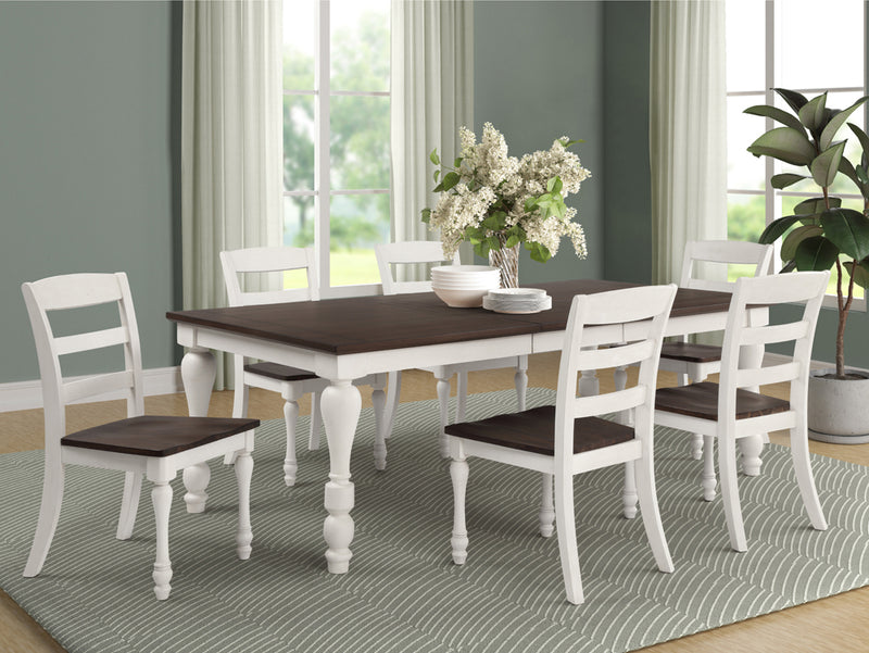 Madelyn Dark Cocoa And Coastal White Rectangular Dining Room Set