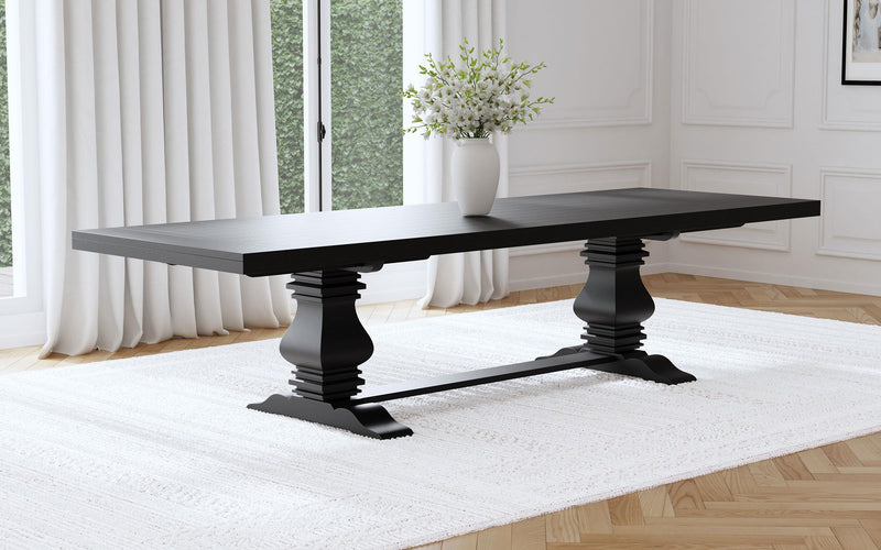 Florence 126 inch Extension Dining Table Distressed Black