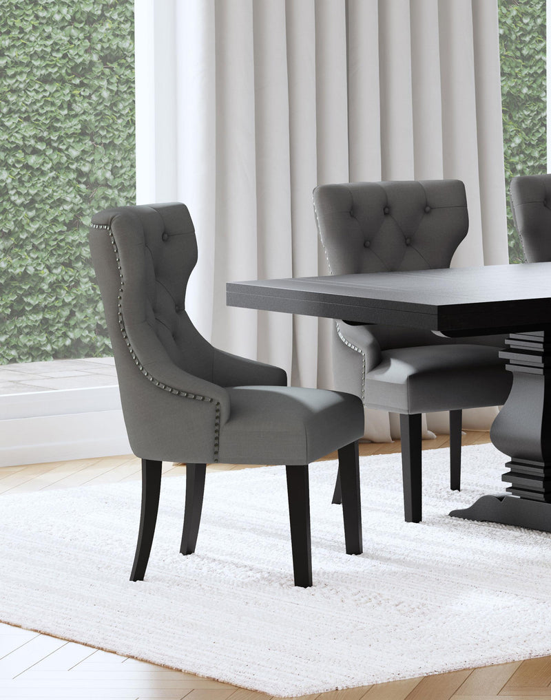 Baney Fabric Upholstered Dining Side Chair Grey And Black