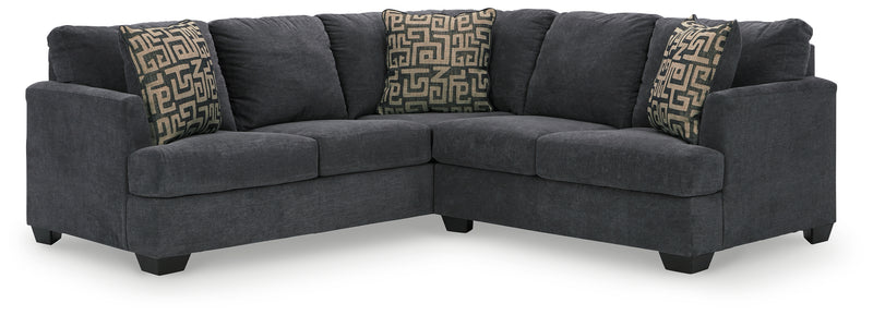 Ambrielle Gunmetal 2-Piece Sectional With Ottoman