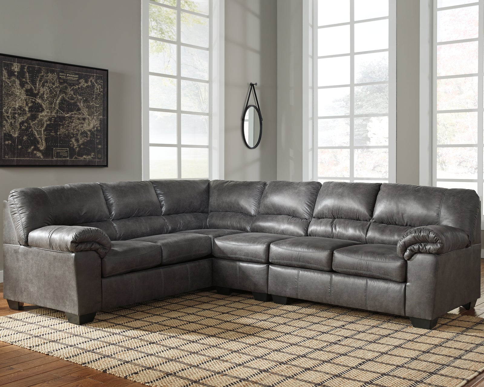 Bladen Slate Faux Leather 3-Piece Sectional