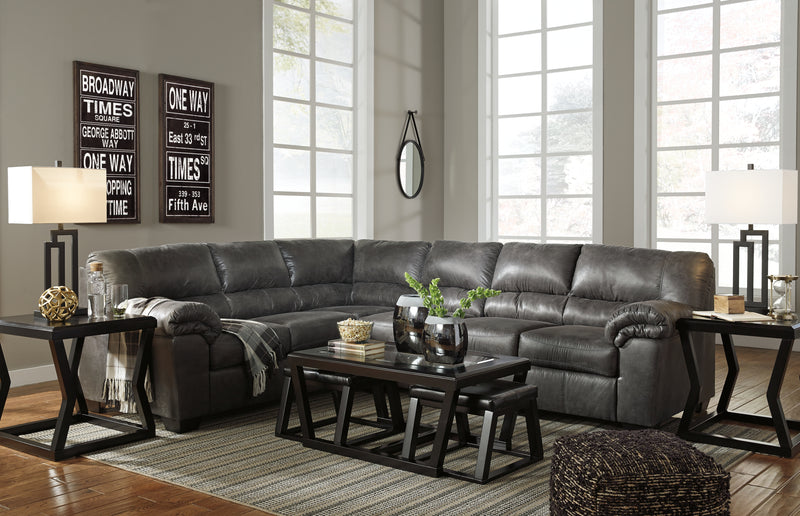 Bladen Slate Faux Leather 3-Piece Sectional