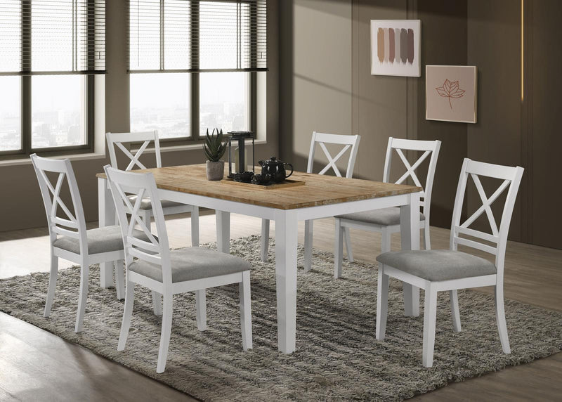 Hollis Rectangular Solid Wood Dining Table Brown And White 122241