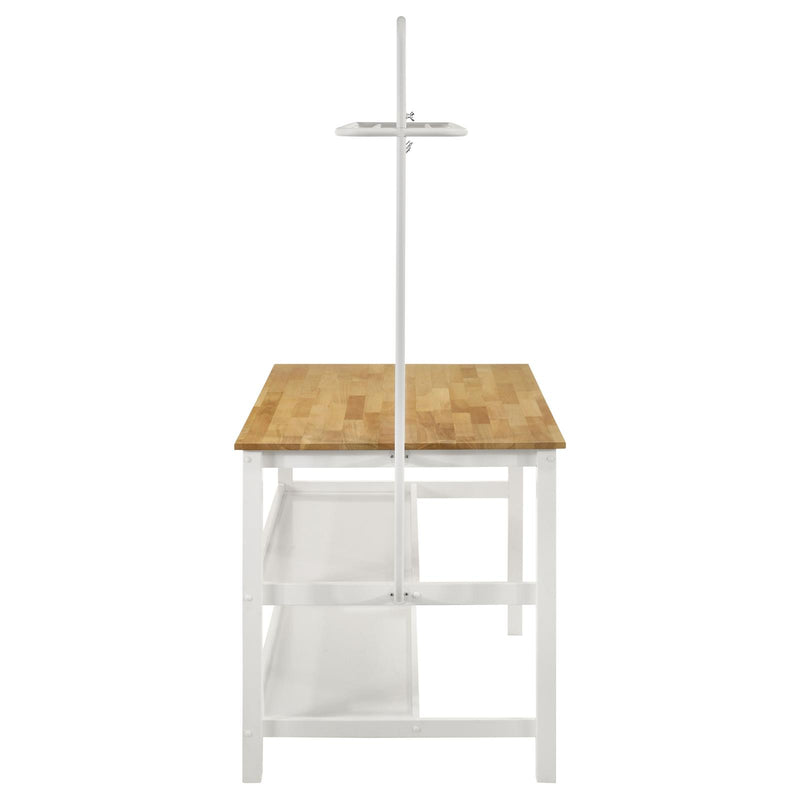 Hollis 3-Piece Kitchen Island Counter Height Table With Stools Brown And White 122246-S3