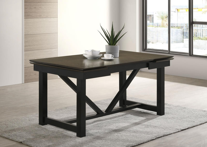 Malia Rectangular Dining Table With Refractory Extension Leaf Black 122341