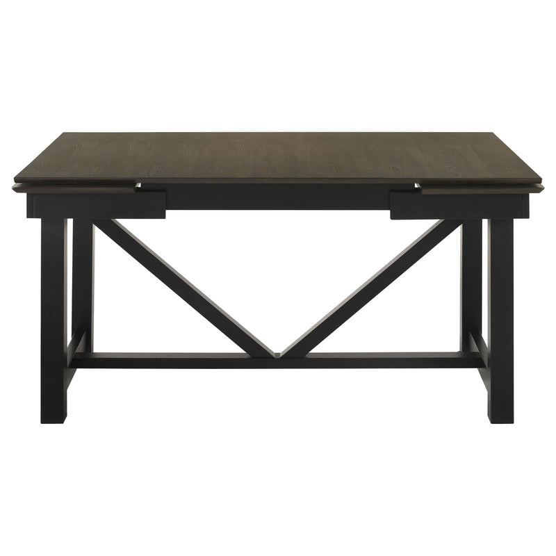 Malia Rectangular Dining Table With Refractory Extension Leaf Black 122341