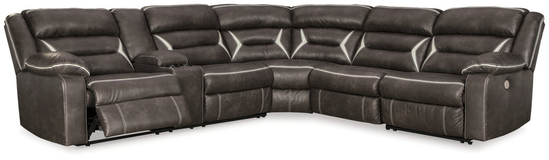 Kincord Midnight Nuvella® 4-Piece Power Reclining Sectional 13104S4