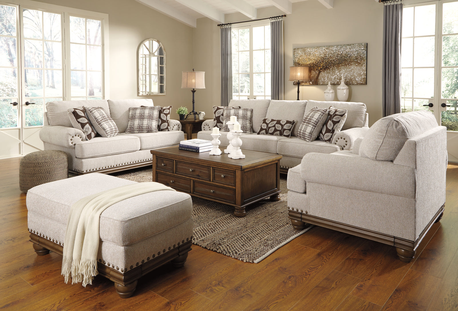 Harleson Wheat Sofa Loveseat Chair And Ottoman