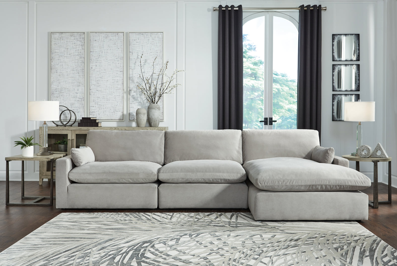 Sophie Gray 3-Piece Sectional With Chaise