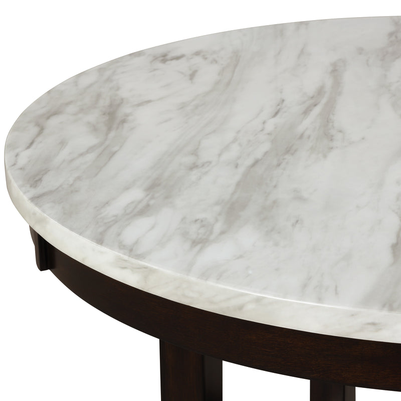 Lennon White Solid Wood Marble Top Round Counter Height Dining Room Set