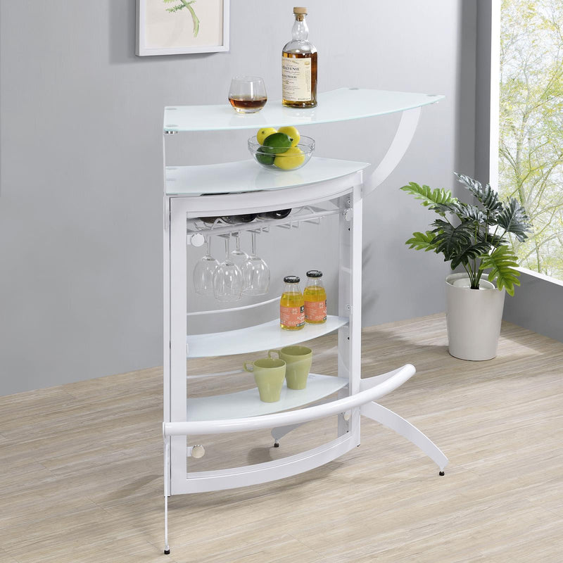 Dallas 2 Shelf Home Bar White And Frosted Glass