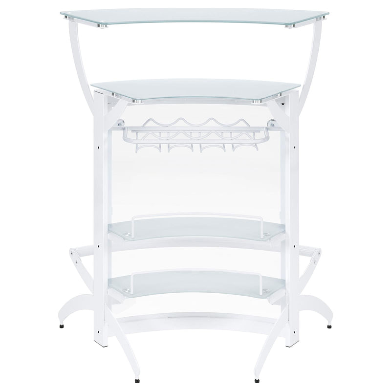 Dallas 2 Shelf Home Bar White And Frosted Glass