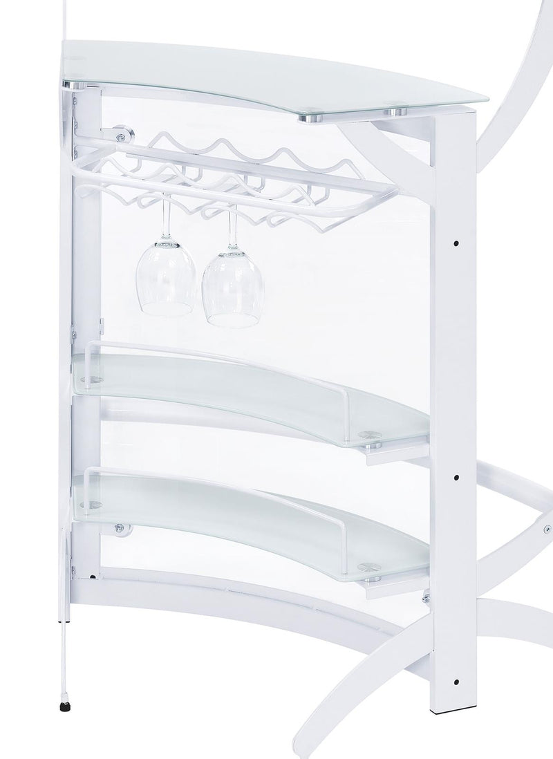 Dallas 2 Shelf Home Bar White And Frosted Glass