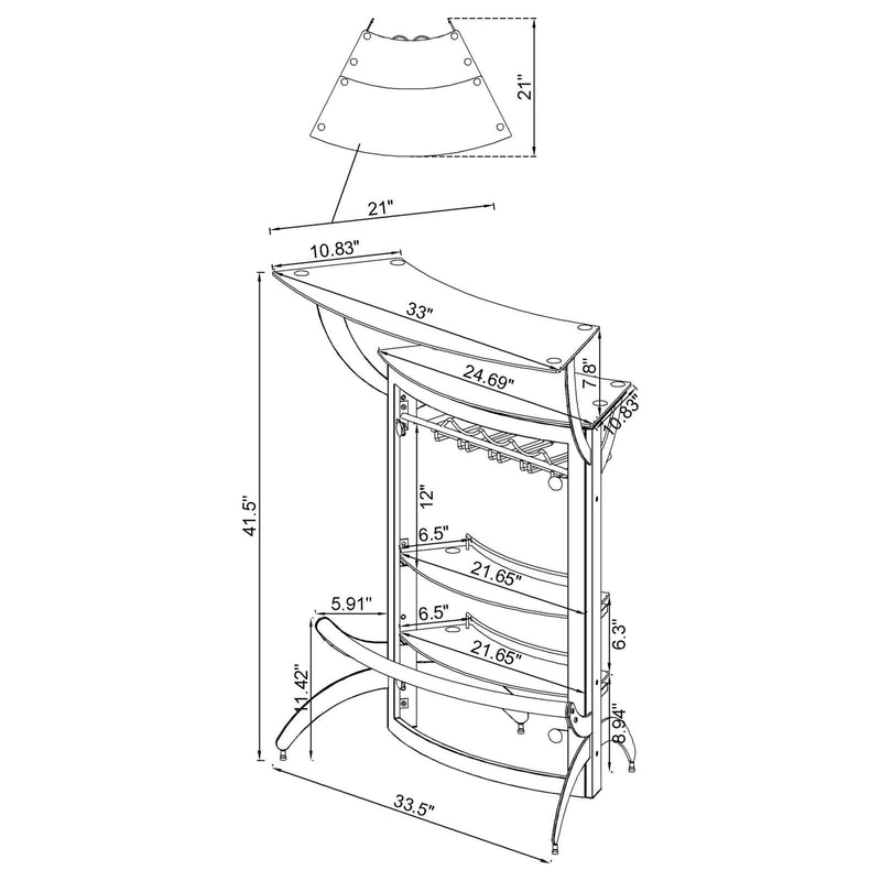 Dallas 2 Shelf Home Bar White And Frosted Glass