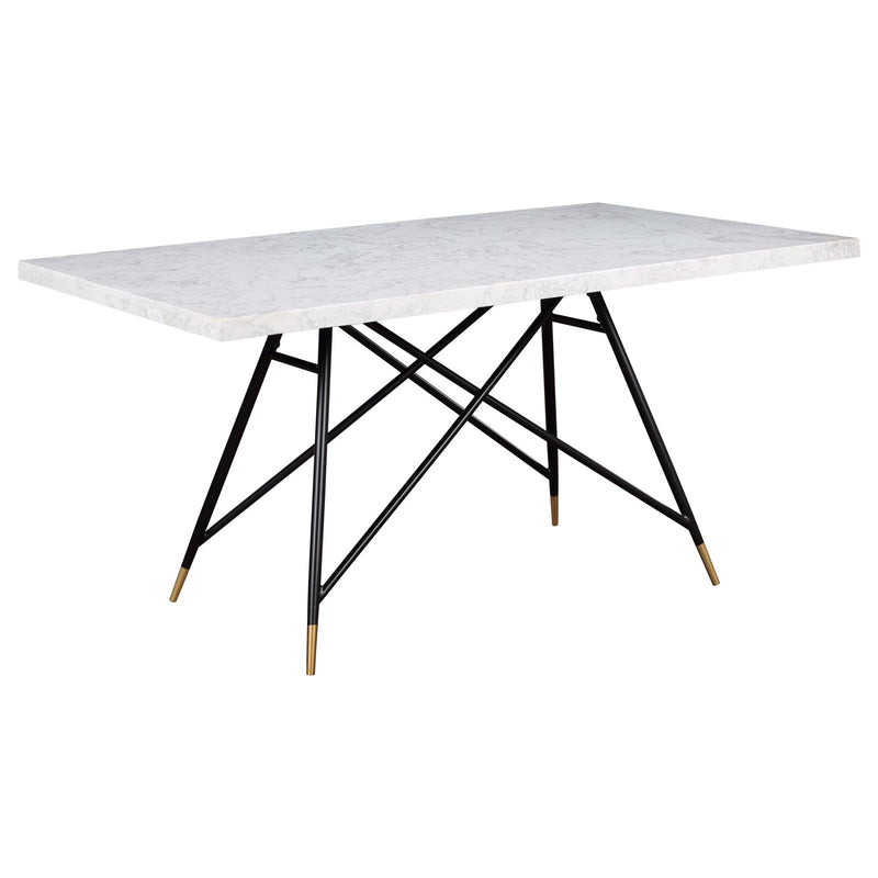 Gabrielle Rectangular Marble Top Dining Table White And Black 190361