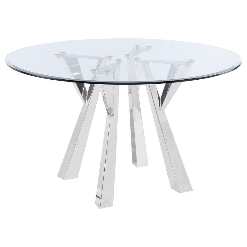 Alaia Round Glass Top Dining Table Clear And Chrome 190710