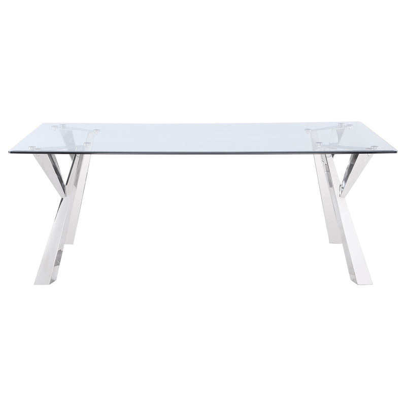 Alaia Rectangular Glass Top Dining Table Clear And Chrome 190711