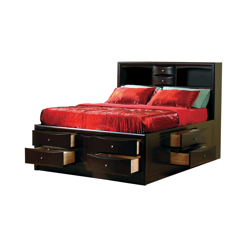 Phoenix Deep Cappucino Storage Platform Bedroom Set