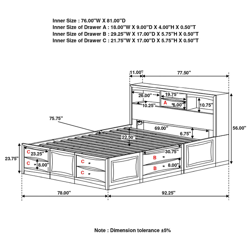 Phoenix Deep Cappucino Storage Platform Bedroom Set