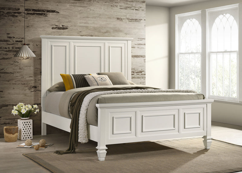 Sandy Beach White High Headboard Panel Bedroom Set