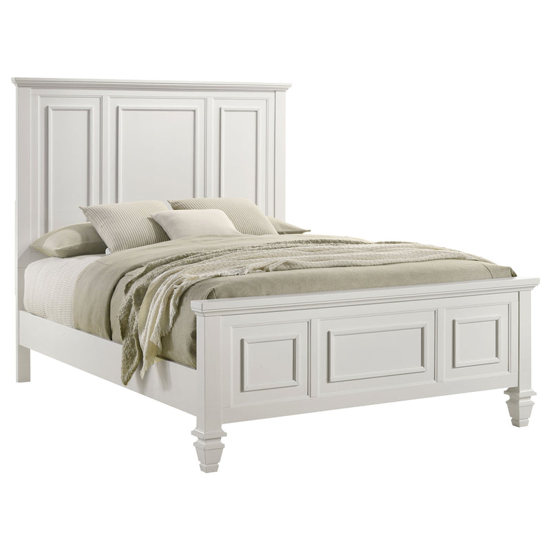 Sandy Beach White High Headboard Panel Bedroom Set