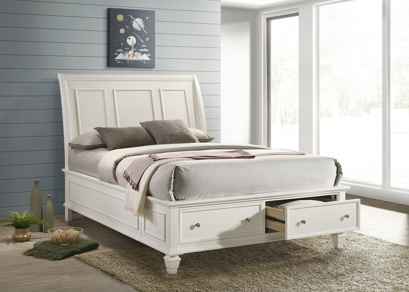 Sandy Beach White Storage Sleigh Bedroom Set