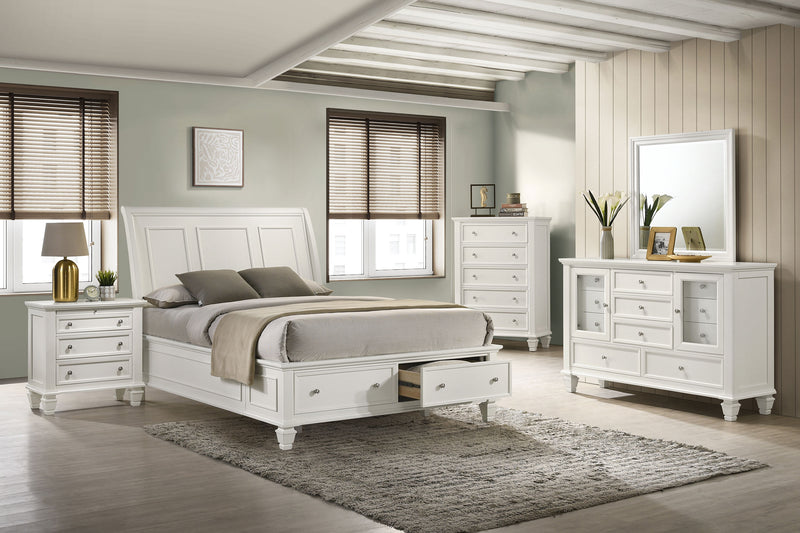 Sandy Beach White Storage Sleigh Bedroom Set