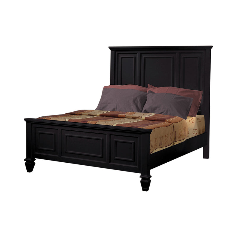 Sandy Beach Black High Headboard Panel Bedroom Set