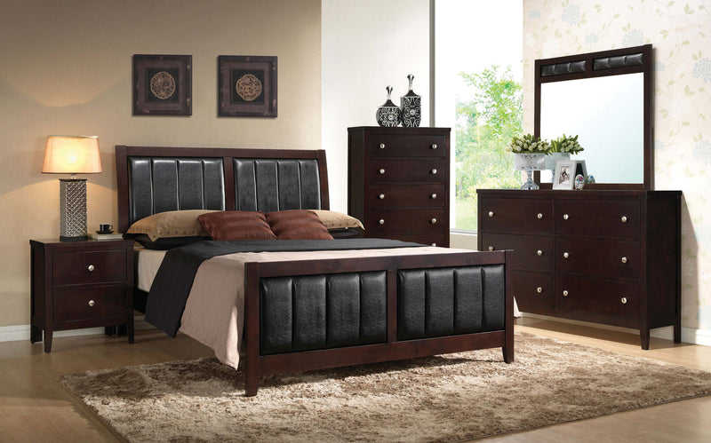 Carlton Cappuccino And Black Upholstered Panel Bedroom Set