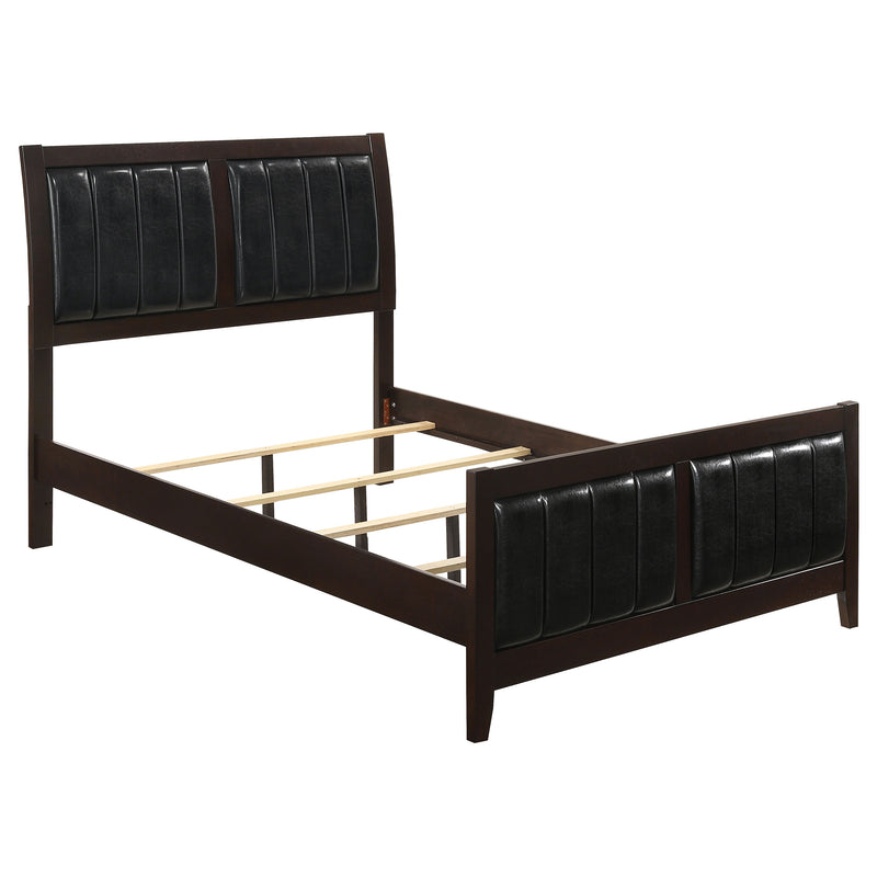 Carlton Cappuccino And Black Upholstered Panel Bedroom Set