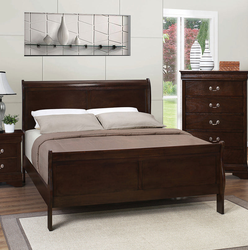 Louis Philippe Cappuccino Panel Sleigh Bedroom Set