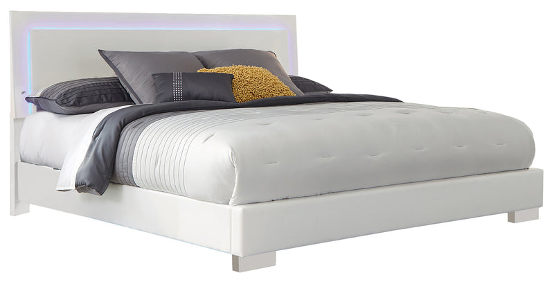 Felicity Glossy White Led Lighting Panel Bedroom Set