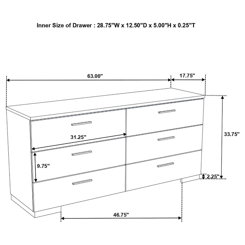 Felicity 5 piece Twin Bedroom Set With Led Headboard And Mirror Glossy White