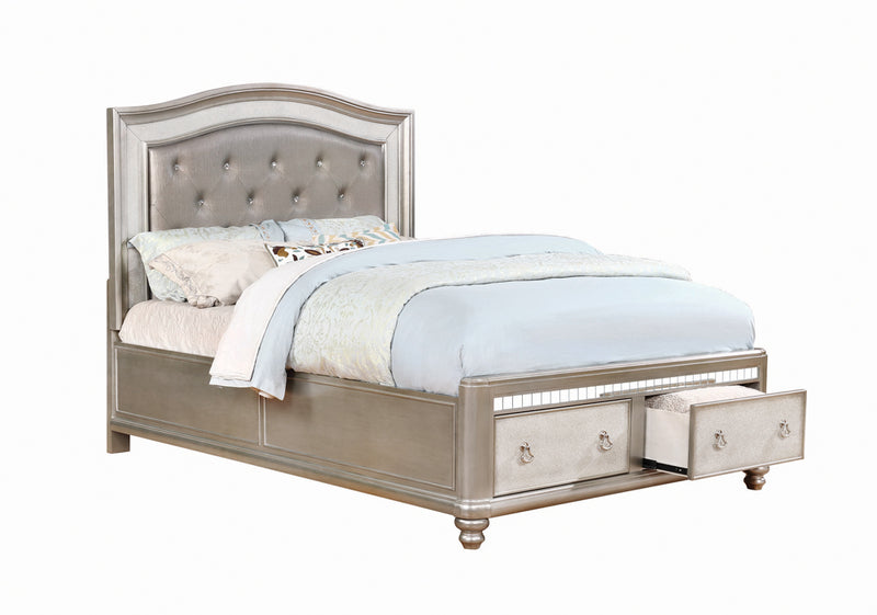 Bling Game Metallic Platinum Upholstered Storage Bedroom Set