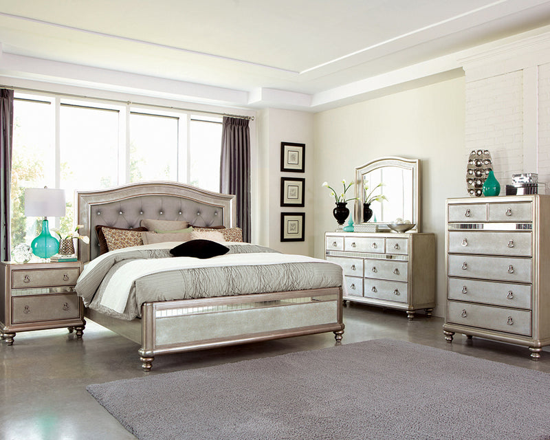 Bling Game Metallic Platinum Panel Bedroom Set